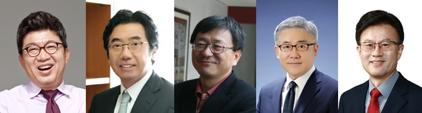 왼쪽부터 김용준,한상만, 정홍주, 안희준, 백태영 교수.
