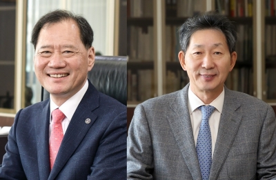 (왼쪽)제 18대 김수복 총장, 장호성 전 총장