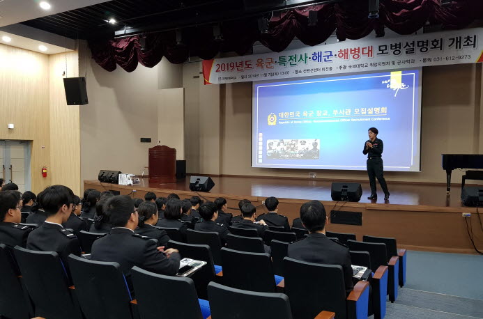 국제대학교가 ‘2019년도 각 군 모병설명회’를 개최했다.