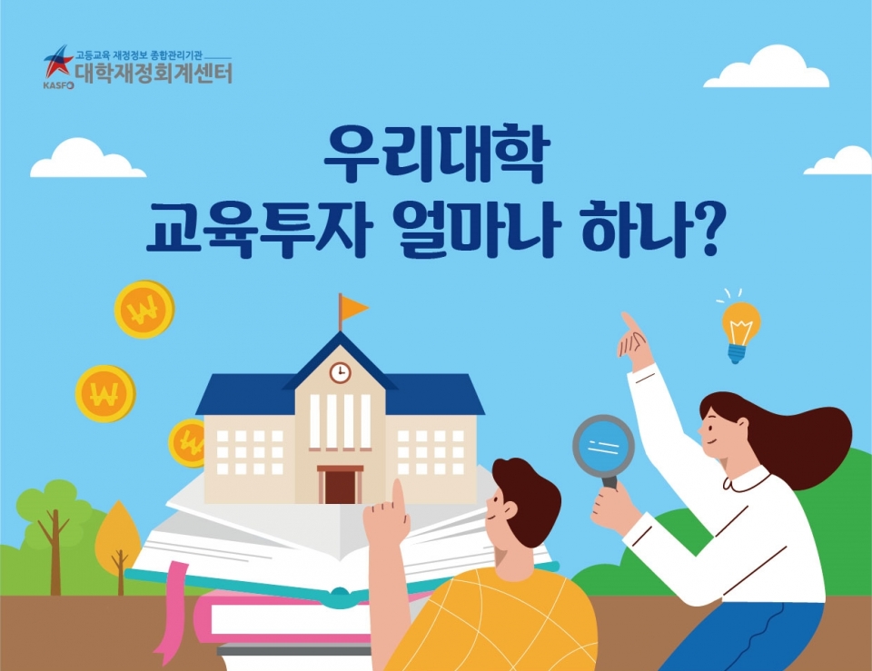 한국사학진흥재단이 대학의 교육 투자에 대한 내용을 인포그래픽으로 알기 쉽게 정리해 제작·배포했다.