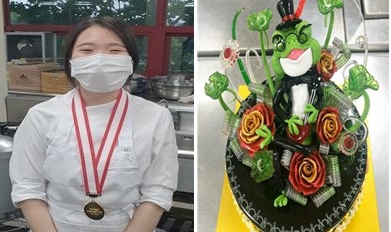 곽현정 호텔제과제빵과 학생이 2020년 경기도 지방기능경기대회 제과분야에 출전해 금메달을 수상했다.