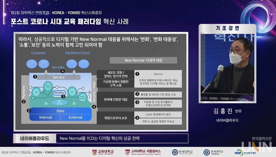 김홍진 네이버 클라우드 전무가 기조강연을 펼치고 있다. (사진 = 연합포럼 유튜브 실황 캡쳐)