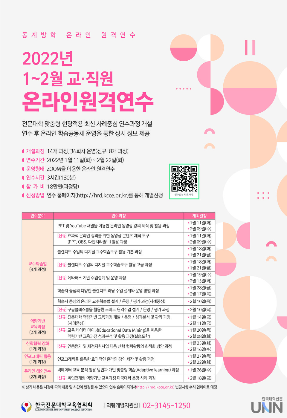 한국전문대학교육협의회는 전국 133개 전문대 교직원을 대상으로 ‘2022년 동계방학 온라인 원격연수 프로그램’을 1월 11일부터 다음달 22일까지 운영한다.(사진=한국전문대학교육협의회 제공)