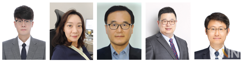 왼쪽부터 임경민 박사과정, 김세희 박사과정, 조쌍구 교수, 염정훈 박사, 김경곤 교수. (사진=건국대 제공)