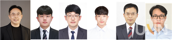 왼쪽부터 연구책임자 이정훈 교수(광운대), 핵심연구를 공동 수행한 박성준(석사과정), 이승민(박사과정), 이동택(박사후과정:하버드 의대), 윤대성 교수(고려대), 유용경 교수(가톨릭관동대)