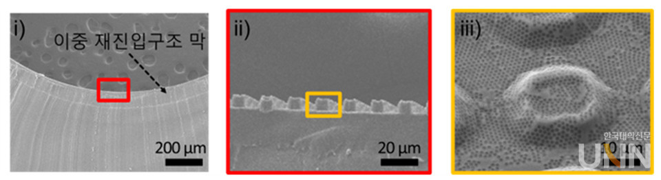 톡토기 표면을 모방한 이중 재진입구조의 전자현미경 사진
