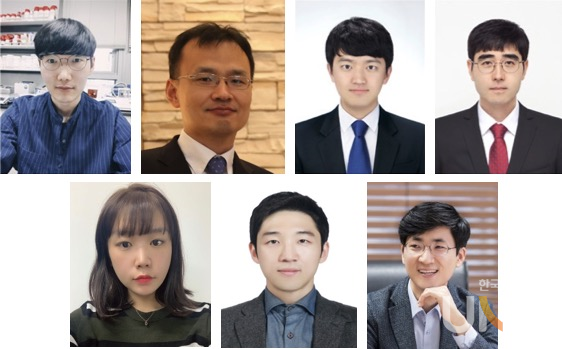 (윗 사진 왼쪽부터) 고려대 이혁준(공동제1저자), 고려대 차형진(공동제1저자), KBSI 정형섭(공동제1저자), 고려대 우재성 교수(교신저자) (아래 사진 왼쪽부터) 고려대 이스나(공동제1저자), 서울대 조화진(공동제1저자), 서울대 이형호 교수(교신저자)