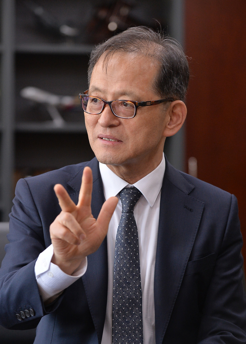 허희영 한국항공대 총장이 지난달 마무리된 학사구조 개편안에 대해 설명하고 있다. (사진=한명섭 기자)