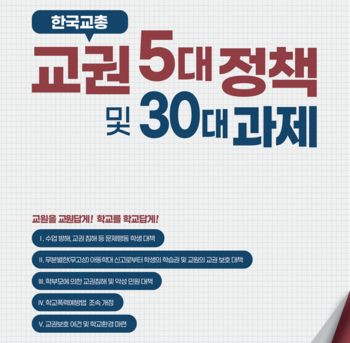 한국교총이 제안한 ‘교권 5대 정책 및 30대 과제’. (사진=한국교총 제공)