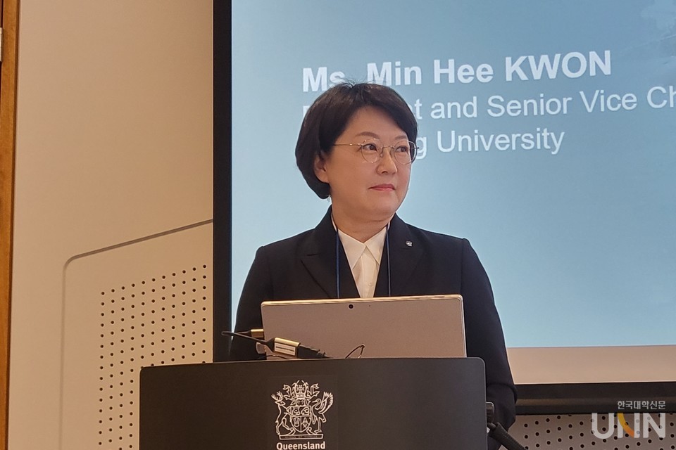 권민희 한국전문대학교육협의회 수석부회장(연성대 총장)이 답사를 전하고 있다. (사진=주지영 기자)