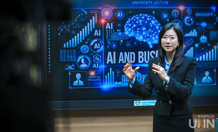 경희사이버대 마케팅·리더십경영학부 AI·빅데이터경영전공 이주민 교수가 교육과정을 설명하고 있다.