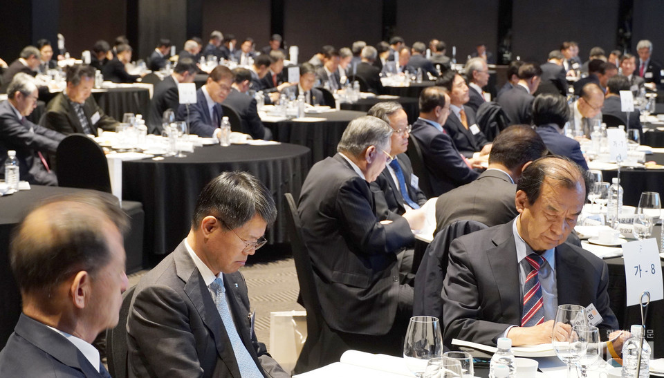 지난해 11월 사립대총장협의회 정기총회에 참석한 사립대 총장들. (사진=한국대학신문 DB)