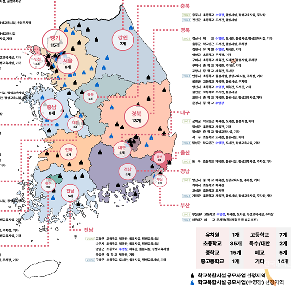이전 학교복합시설 공모사업 선정 현황. (사진=교육부 제공)