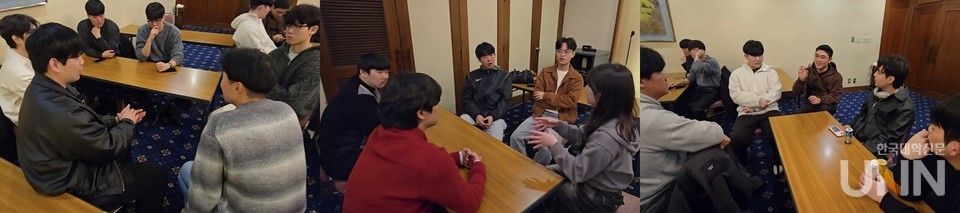 도쿄대 대학원생들과 조선이공대 자동화시스템과 학생들이 일본 대학생활, 취업 등에 대한 대화를 나누고 있다. (사진=임연서 기자)