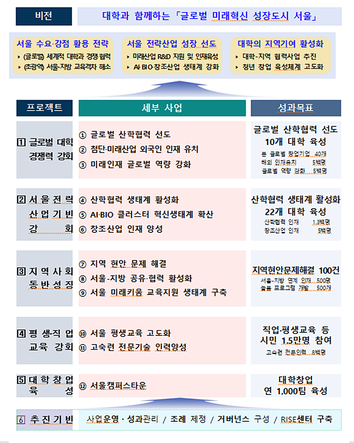 서울형 라이즈 비전 체계도 (자료=서울시)