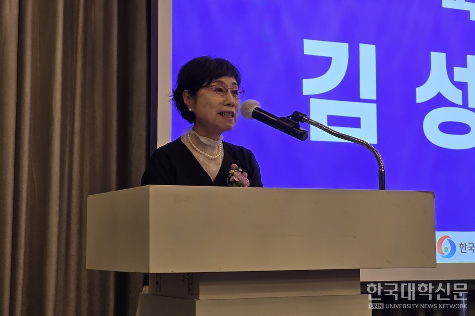 김성규 제주관광대 총장이 축사를 말하고 있다. (사진=임연서 기자)