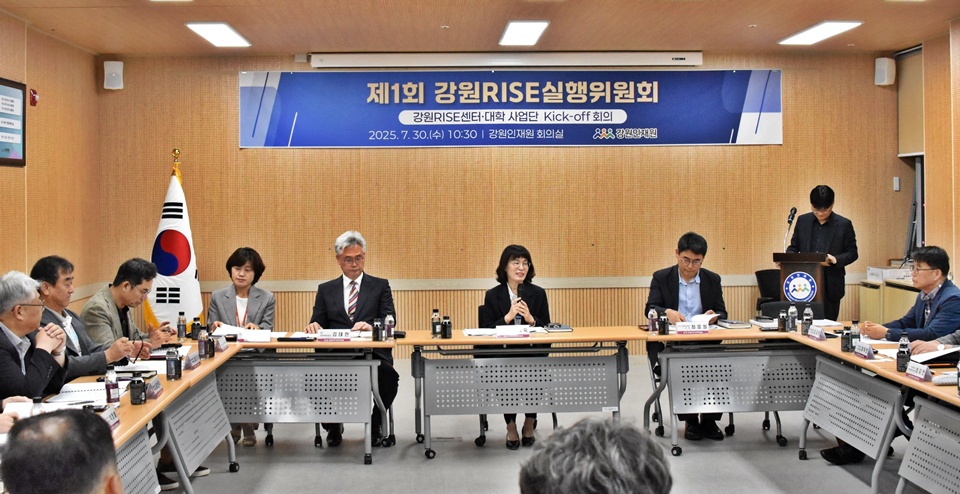 지난달 30일 열린 강원RISE실행위원회 제1차 회의에서 정해숙 강원RISE센터장이 발언하고 있다. (사진=강원RISE센터)