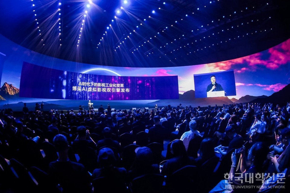 보차이미디어 AI 버추얼 스튜디오 전경. 세계 최대 규모를 자랑하는 버추얼 프로덕션 시설로 첨단 AI 기술 기반의 실감형 제작 환경을 제공한다.