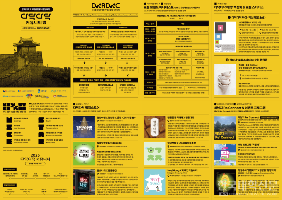 다닥다닥 커뮤니티 기간에는 ‘다닥다닥 마켓’, ‘다닥다닥 매니페스토’, ‘다닥다닥 타운마이스’ 등 다양한 행사가 진행된다. 행사 리플릿 전면.