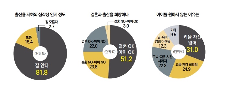 출산에 대한 대학생 의식조사 결과.